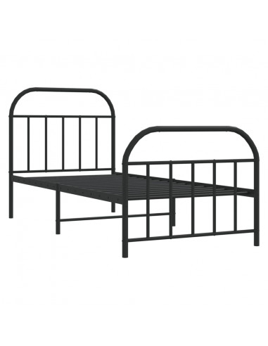 Giroletto con Testiera e Pediera Metallo Nero 90x200 cm