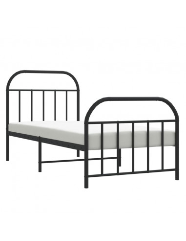 Giroletto con Testiera e Pediera Metallo Nero 90x200 cm