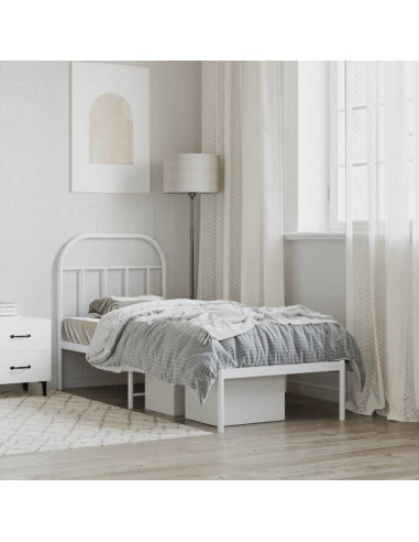 Giroletto con Testiera Metallo Bianco 75x190 cm