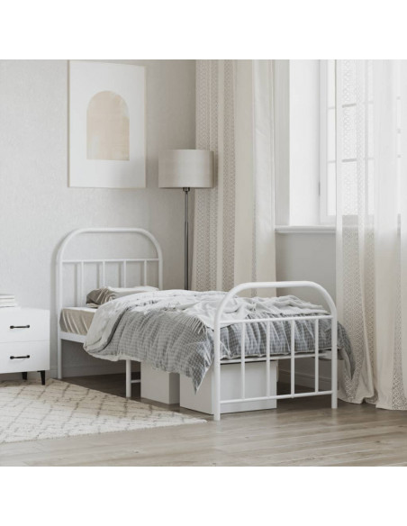 Giroletto con Testiera e Pediera Metallo Bianco 75x190 cm