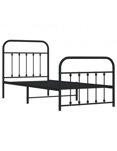 Giroletto con Testiera e Pediera Metallo Nero 90x200 cm