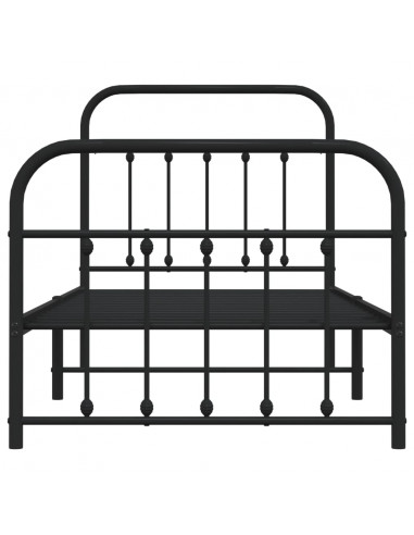 Giroletto con Testiera e Pediera Metallo Nero 90x200 cm