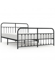 Giroletto con Testiera e Pediera Metallo Nero 180x200 cm