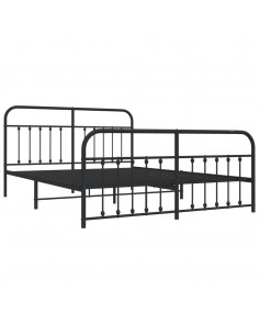 Giroletto con Testiera e Pediera Metallo Nero 180x200 cm 2