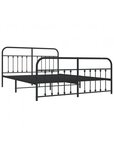 Giroletto con Testiera e Pediera Metallo Nero 180x200 cm