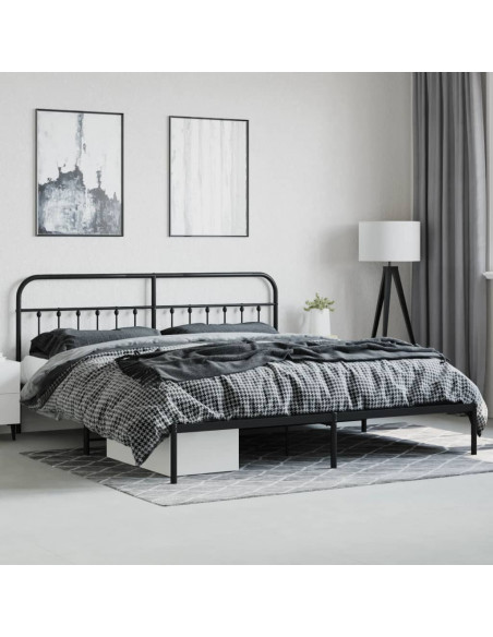Giroletto con Testiera e Pediera Metallo Nero 180x200 cm