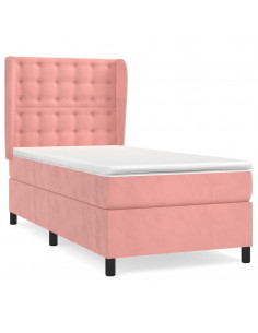 Giroletto a Molle con Materasso Rosa 80x200 cm in Velluto