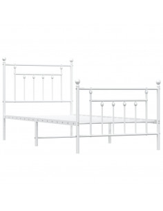 Giroletto con Testiera e Pediera Metallo Bianco 80x200 cm 2