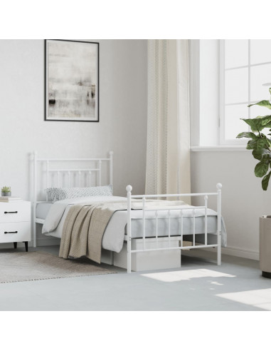 Giroletto con Testiera e Pediera Metallo Bianco 80x200 cm