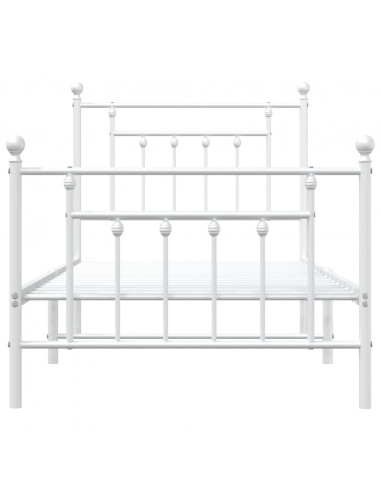 Giroletto con Testiera e Pediera Metallo Bianco 80x200 cm