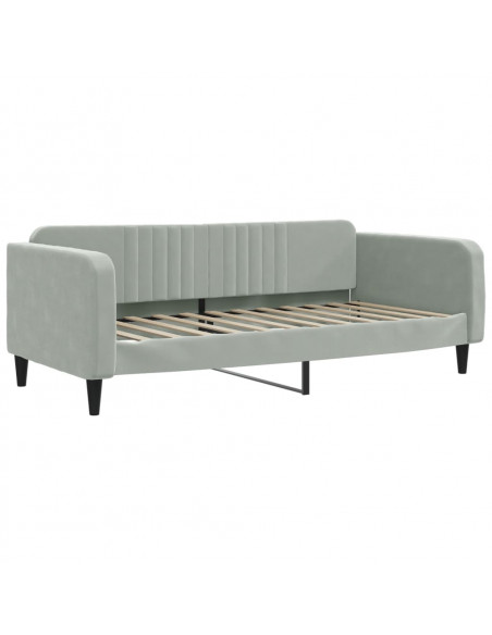 Letto da Giorno Grigio Chiaro 100x200 cm in Velluto