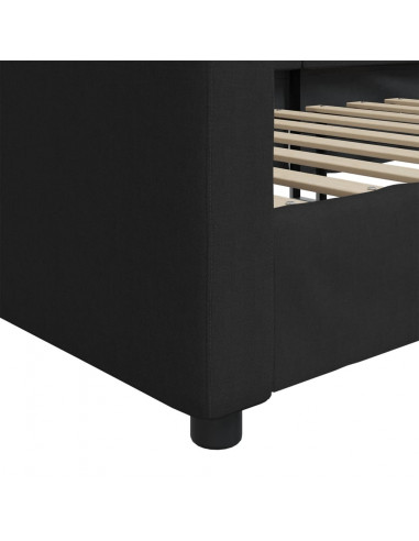Letto da Giorno Nero 90x200 cm in Tessuto