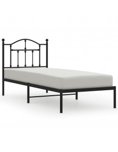 Giroletto con Testiera in Metallo Nero 80x200 cm