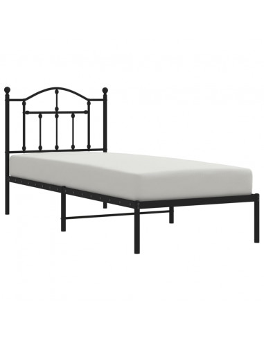 Giroletto con Testiera in Metallo Nero 80x200 cm