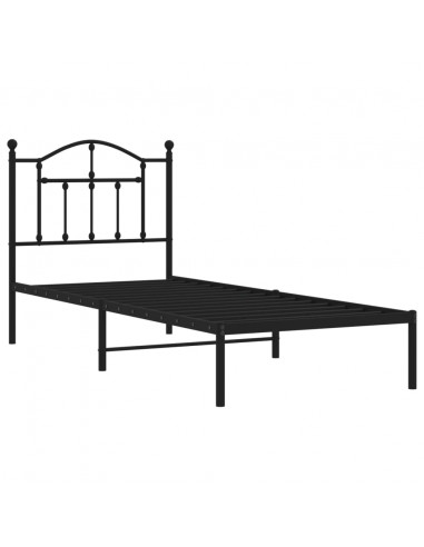 Giroletto con Testiera in Metallo Nero 80x200 cm