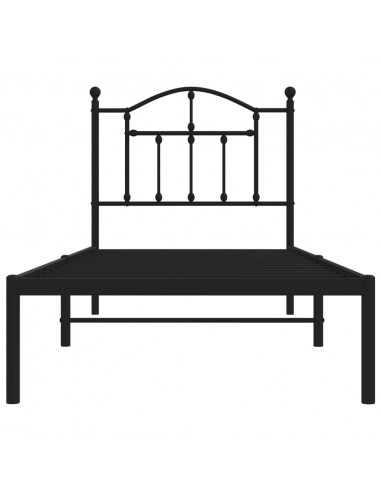 Giroletto con Testiera in Metallo Nero 80x200 cm