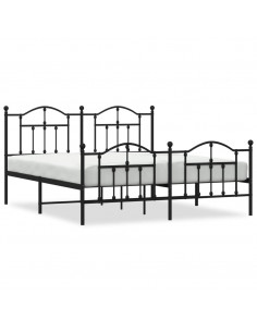 Giroletto con Testiera e Pediera Metallo Nero 160x200 cm