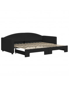 Divano Letto con Letto Estraibile Nero 90x200 cm in Tessuto