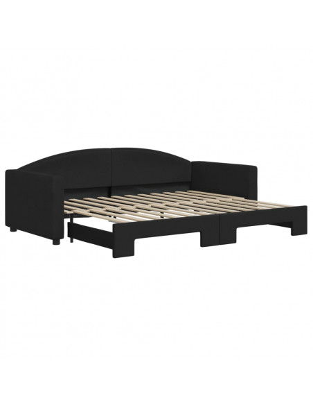 Divano Letto con Letto Estraibile Nero 90x200 cm in Tessuto