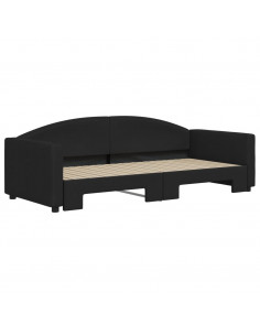 Divano Letto con Letto Estraibile Nero 90x200 cm in Tessuto 2