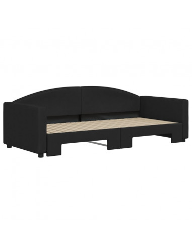 Divano Letto con Letto Estraibile Nero 90x200 cm in Tessuto