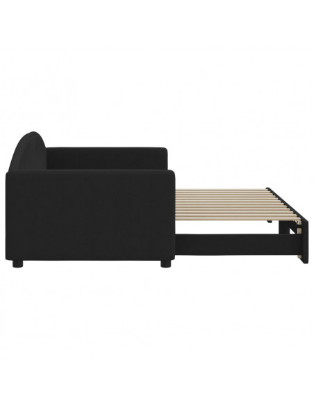 Divano Letto con Letto Estraibile Nero 90x200 cm in Tessuto
