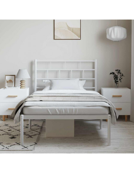 Giroletto con Testiera Metallo Bianco 100x200 cm