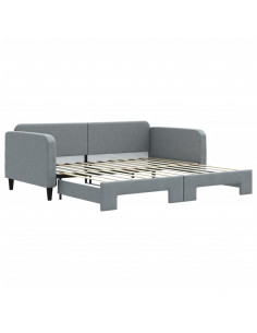 Divano Letto con Letto Estraibile Grigio Chiaro 100x200 Tessuto