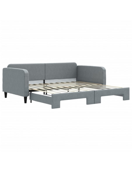 Divano Letto con Letto Estraibile Grigio Chiaro 100x200 Tessuto