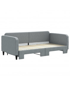 Divano Letto con Letto Estraibile Grigio Chiaro 100x200 Tessuto 2