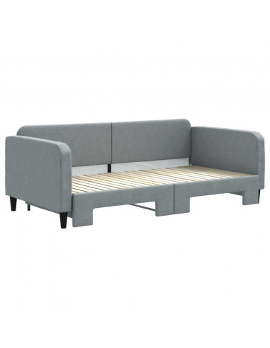 Divano Letto con Letto Estraibile Grigio Chiaro 100x200 Tessuto