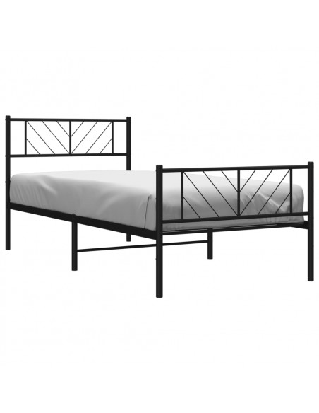 Giroletto con Testiera e Pediera Metallo Nero 90x190 cm