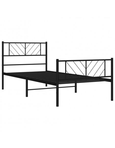 Giroletto con Testiera e Pediera Metallo Nero 90x190 cm