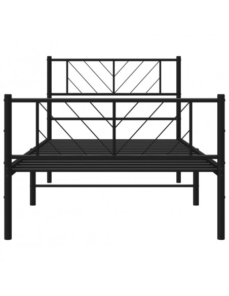 Giroletto con Testiera e Pediera Metallo Nero 90x190 cm