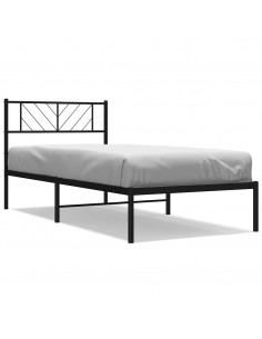 Giroletto con Testiera Metallo Nero 100x200 cm