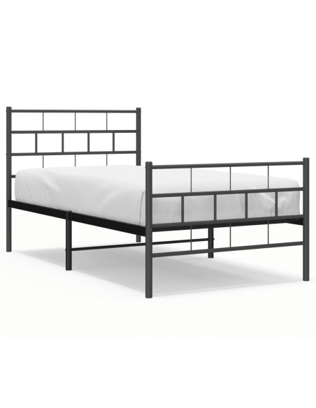 Giroletto con Testiera e Pediera Metallo Nero 80x200 cm