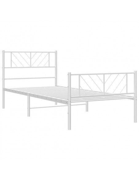 Giroletto con Testiera e Pediera Metallo Bianco 80x200 cm