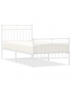 Giroletto con Testiera e Pediera Metallo Bianco 90x200 cm