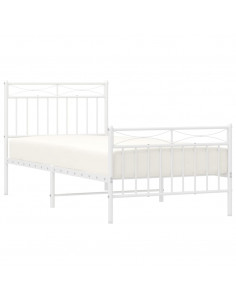 Giroletto con Testiera e Pediera Metallo Bianco 90x200 cm 2