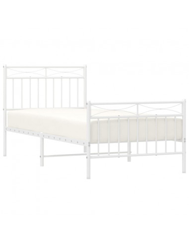 Giroletto con Testiera e Pediera Metallo Bianco 90x200 cm