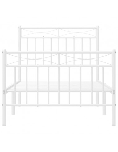 Giroletto con Testiera e Pediera Metallo Bianco 90x200 cm