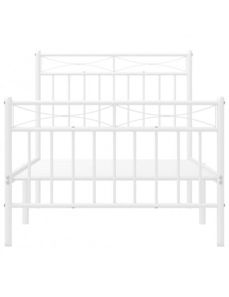 Giroletto con Testiera e Pediera Metallo Bianco 90x200 cm