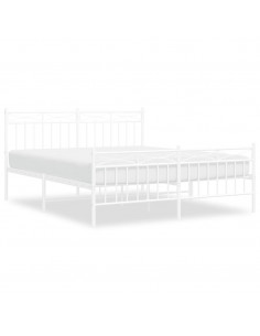 Giroletto con Testiera e Pediera Metallo Bianco 160x200 cm