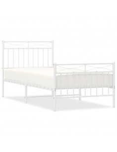 Giroletto con Testiera e Pediera Metallo Bianco 90x190 cm