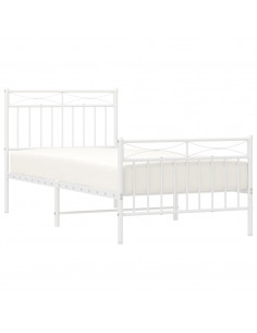 Giroletto con Testiera e Pediera Metallo Bianco 90x190 cm 2