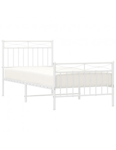 Giroletto con Testiera e Pediera Metallo Bianco 90x190 cm