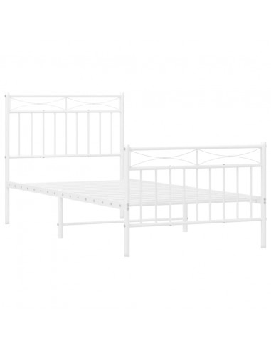 Giroletto con Testiera e Pediera Metallo Bianco 90x190 cm