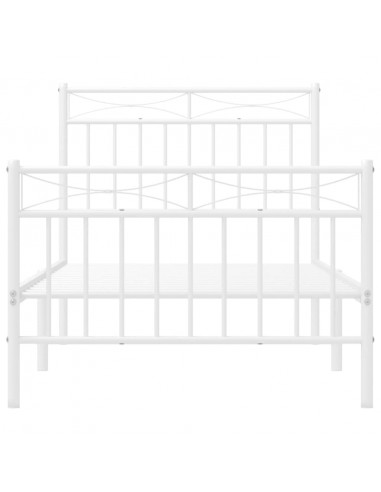 Giroletto con Testiera e Pediera Metallo Bianco 90x190 cm