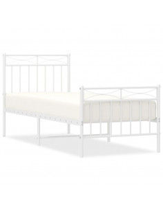 Giroletto con Testiera e Pediera Metallo Bianco 75x190 cm