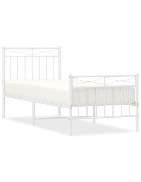 Giroletto con Testiera e Pediera Metallo Bianco 75x190 cm